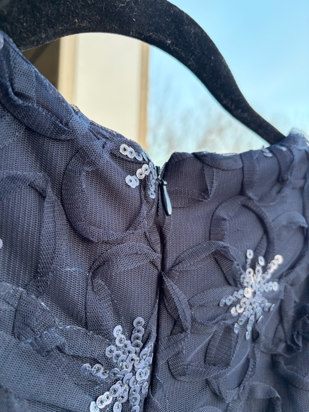 🆕🫐Taylor Navy Blue Floral Sequin Cocktail Dress Fit & Flare Party Dress Size 10 - Picture 12 of 17